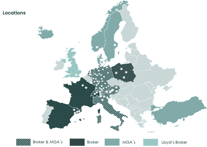 Mapa de presencia de GGW Group en Europa